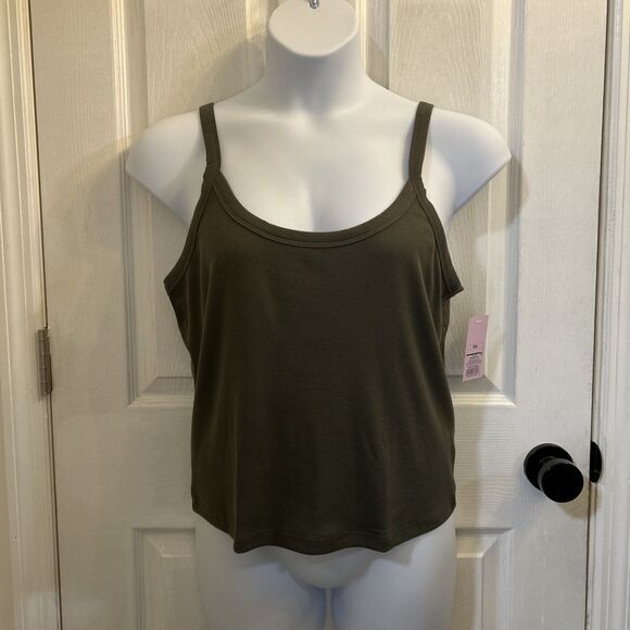 NWT Wild Fable Women’s Green Sleeveless Basic Ribbed Tank Top Size 2XL - Picture 1 of 15